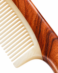 Natural Wood & Ox Horn Fine Tooth Hair Comb