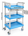 3-Tier Professional Salon Utility Cart with Drawer, 2 Side Bins & Locking Wheels – Mobile Beauty Spa Storage Trolley
