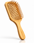 Natural Bamboo Paddle Hair Brush with Sunflower Engraving – Wooden Bristles, Anti-Static Detangling Brush