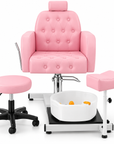 Professional 360° Pedicure Spa Chair with Foot Bath Basin, Adjustable Footrest & Salon Stool