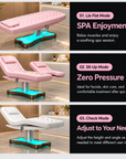 Electric Beauty Treatment Bed with 3 Motors, Adjustable Backrest, Height Control & LED Base