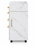 Professional Salon Storage Trolley – Marble-Style Beauty Cabinet with 4 Drawers & Gold Handles