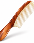 Natural Wood & Ox Horn Fine Tooth Hair Comb
