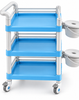 3-Tier Professional Salon Utility Cart with Drawer, 2 Side Bins & Locking Wheels – Mobile Beauty Spa Storage Trolley