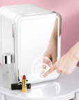 4L Mini Makeup Fridge with LED Mirror – Portable Cosmetic Storage Cooler for Home & Car