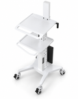 Professional Adjustable Equipment Trolley with Dual Shelves & Lockable Wheels – White