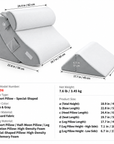 Adjustable Bed Wedge Pillow Set with Neck Bolster & Leg Support – 4-Piece Memory Foam System