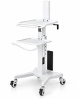 Professional Adjustable Equipment Trolley with Dual Shelves & Lockable Wheels – White