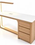 Theia Designer Manicure Table with U-Shaped LED Lamp, Electric Dust Collector & Large Storage Drawers