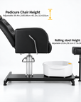 Professional 360° Pedicure Spa Chair with Foot Bath Basin, Adjustable Footrest & Salon Stool