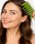 Theia Premium Natural Jade Gua Sha Comb Set – Multi-Shape Massager for Face, Scalp & Body