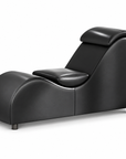 60-Inch Ergonomic Yoga Chaise Lounge – Curved Padded Stretching Chair with Faux Leather Upholstery, Black