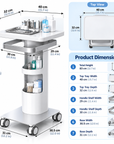 Professional Dental & Clinical Utility Trolley with Large Tool Tray, Storage Shelves & Lockable Wheels