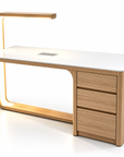 Theia Designer Manicure Table with U-Shaped LED Lamp, Electric Dust Collector & Large Storage Drawers