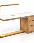 Theia Designer Manicure Table with U-Shaped LED Lamp, Electric Dust Collector & Large Storage Drawers