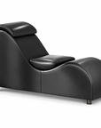 60-Inch Ergonomic Yoga Chaise Lounge – Curved Padded Stretching Chair with Faux Leather Upholstery, Black