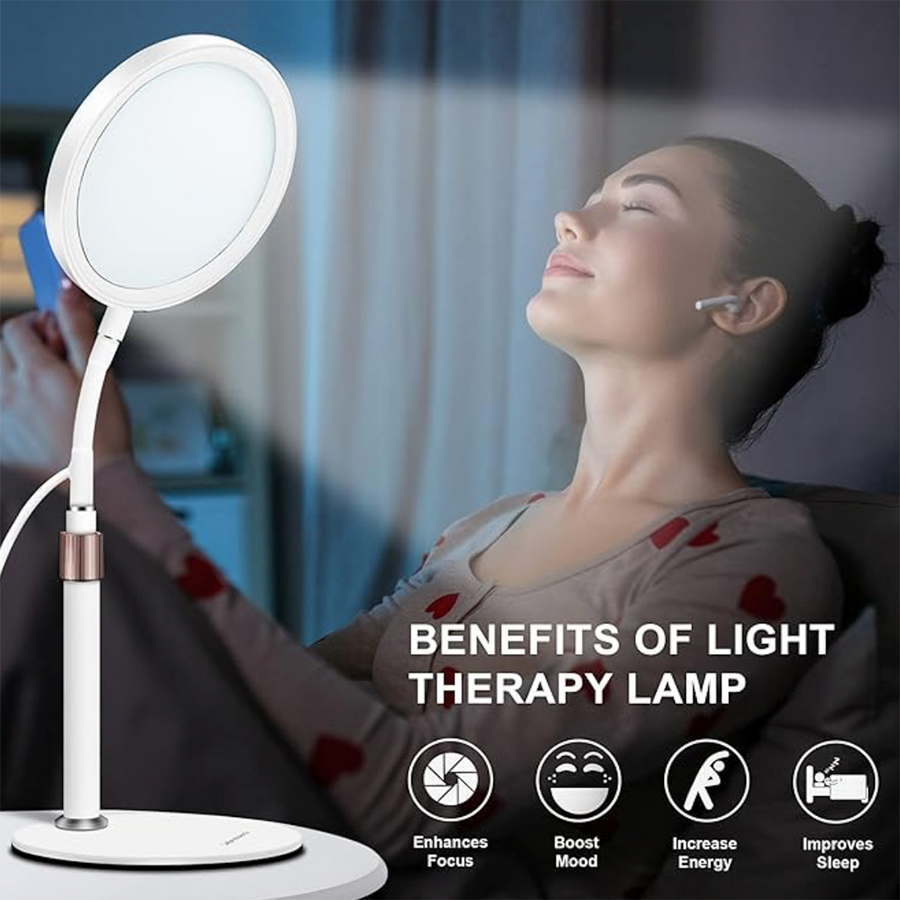 Theia Sleep Amber Therapy Light – 10,000 Lux 1600K Amber Lamp with Adjustable Brightness for Sleep & Skin Care