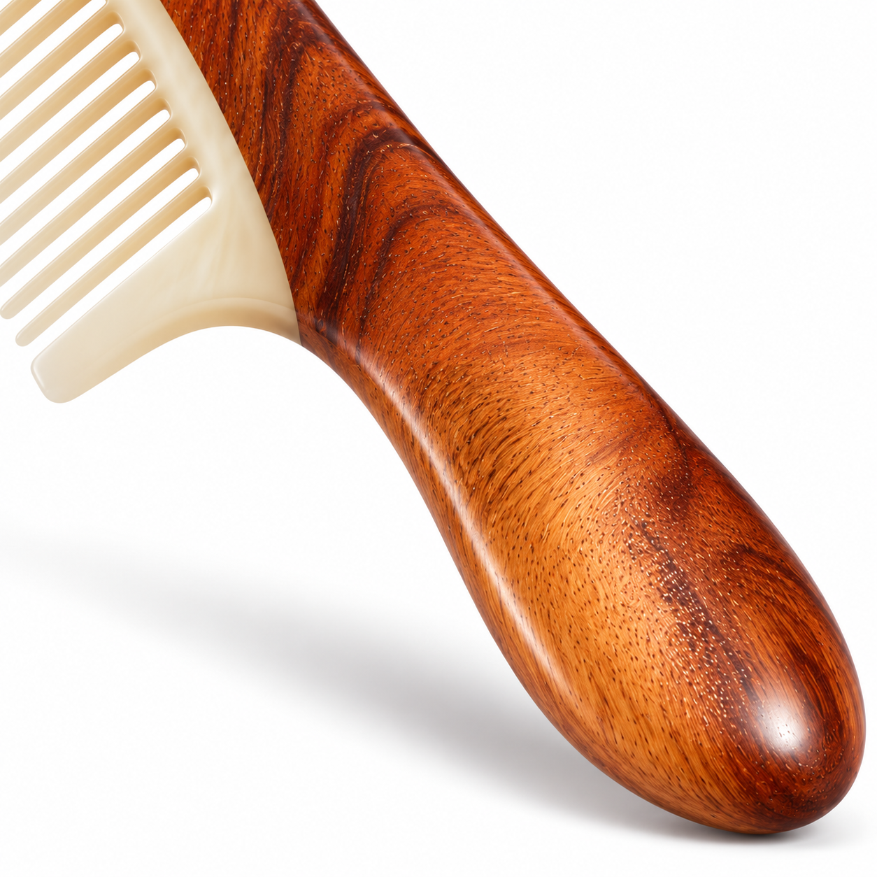 Natural Wood & Ox Horn Fine Tooth Hair Comb