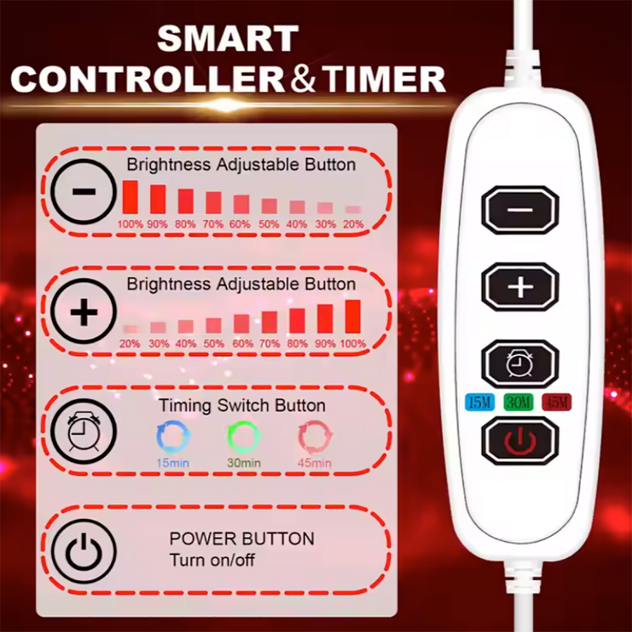 Theia Sun Lux Red LED Desktop Infrared Therapy Lamp – 660nm Red Light Therapy for Pain Relief & Skin Rejuvenation