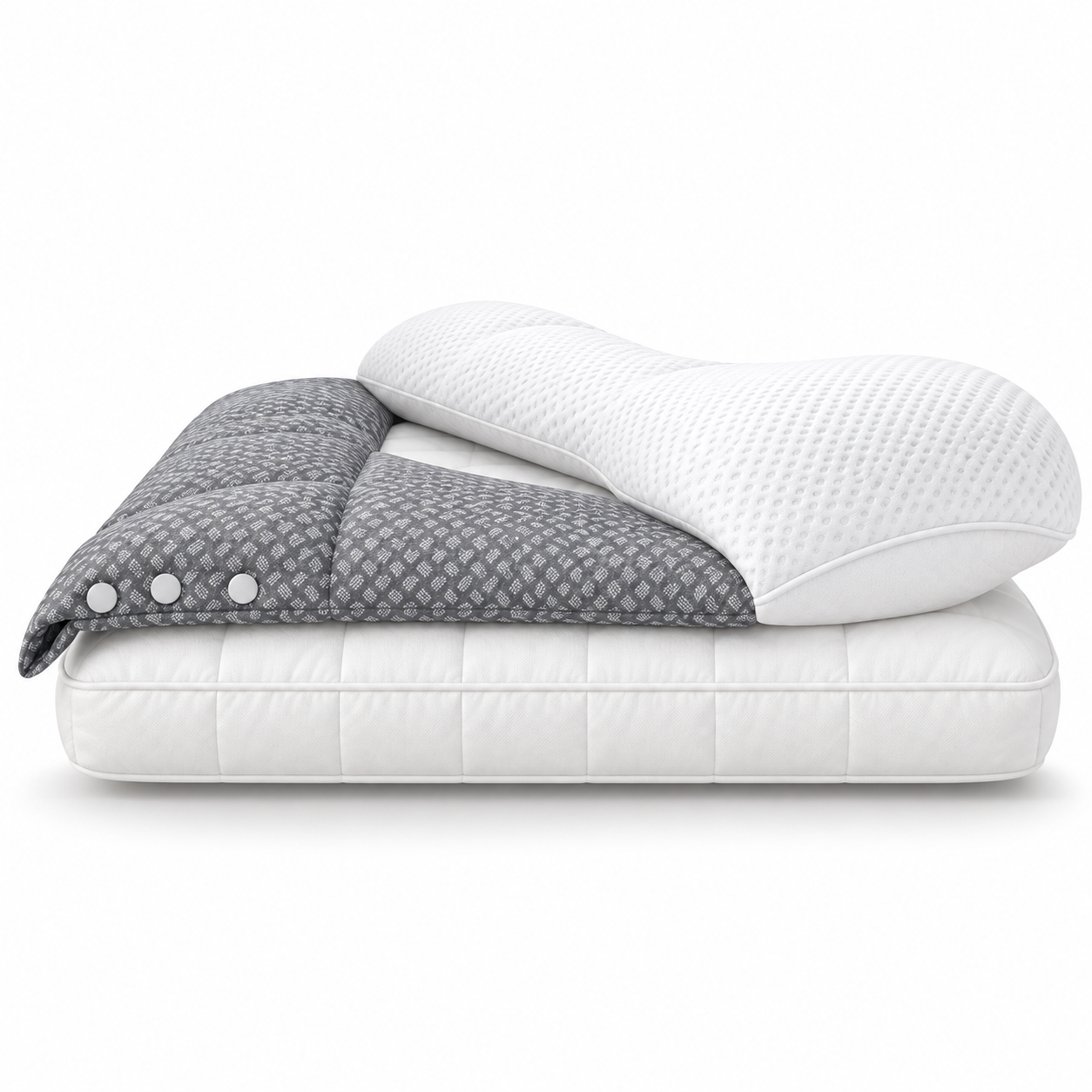 Adjustable Cervical Neck Support Pillow – Ergonomic 3-in-1 Sleeping Pillow with Detachable Neck Cushion