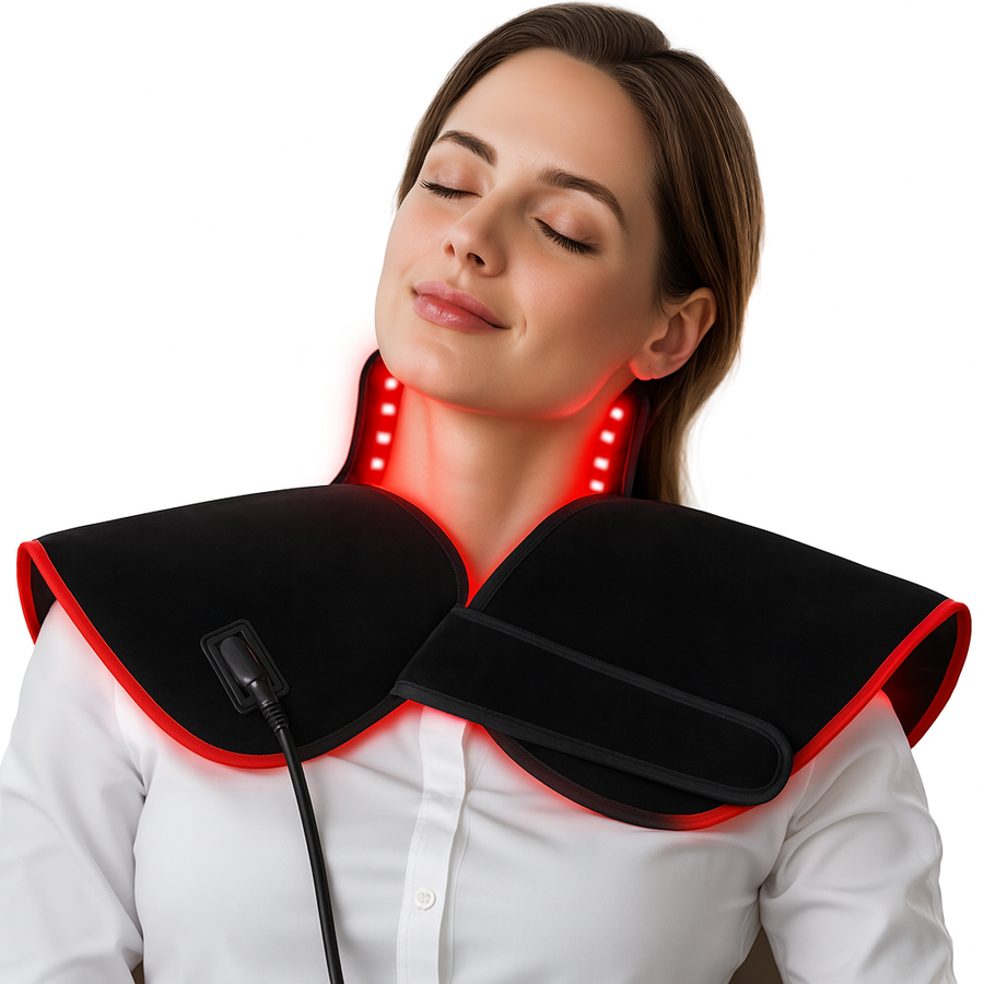 Red & Infrared Heat Therapy Shoulder Pad 660nm & 850nm | Dual-Chip LED Wearable Wrap for Upper Back & Shoulder Pain Relief, Muscle Relaxation