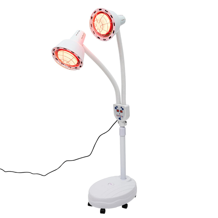 Dual-Head Infrared Heat Therapy Lamp with Adjustable Floor Stand