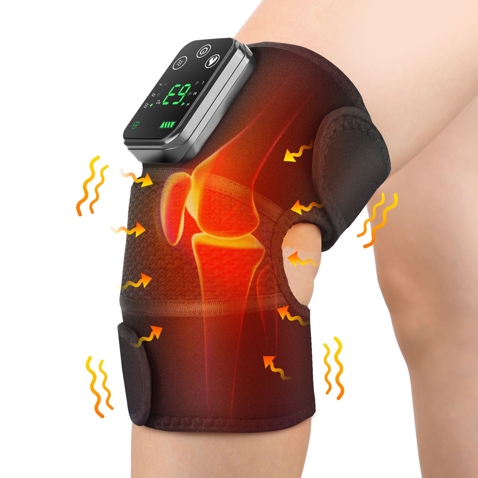 Heating Knee Vibration Massager Brace for Everyday Comfort | Adjustable Knee Support with Soothing Warmth and Gentle Vibration