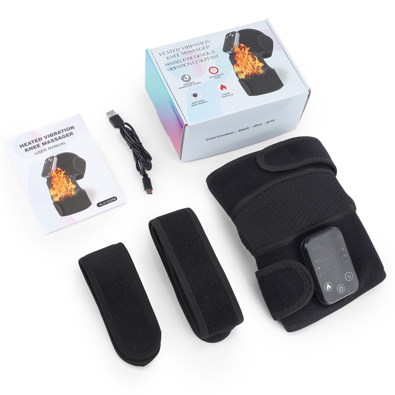 Heating Knee Vibration Massager Brace for Everyday Comfort | Adjustable Knee Support with Soothing Warmth and Gentle Vibration