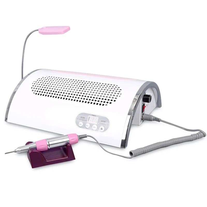 4-in-1 Professional Nail Station – 54W UV LED Lamp, 25,000 RPM Nail Drill & Dust Collector