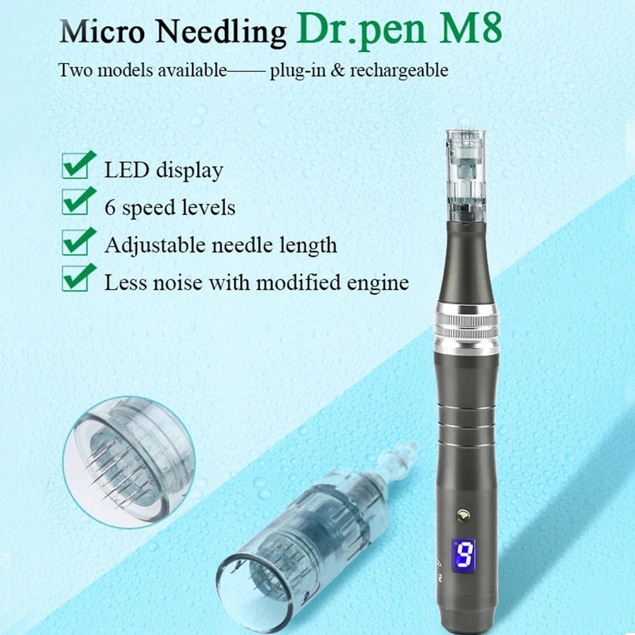 Dr. Pen Ultima M8 Professional Microneedling Dermapen, USB Rechargeable, 5pcs 32Pin Cartridge Needle