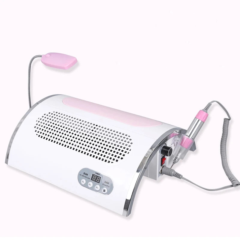 4-in-1 Professional Nail Station – 54W UV LED Lamp, 25,000 RPM Nail Drill & Dust Collector