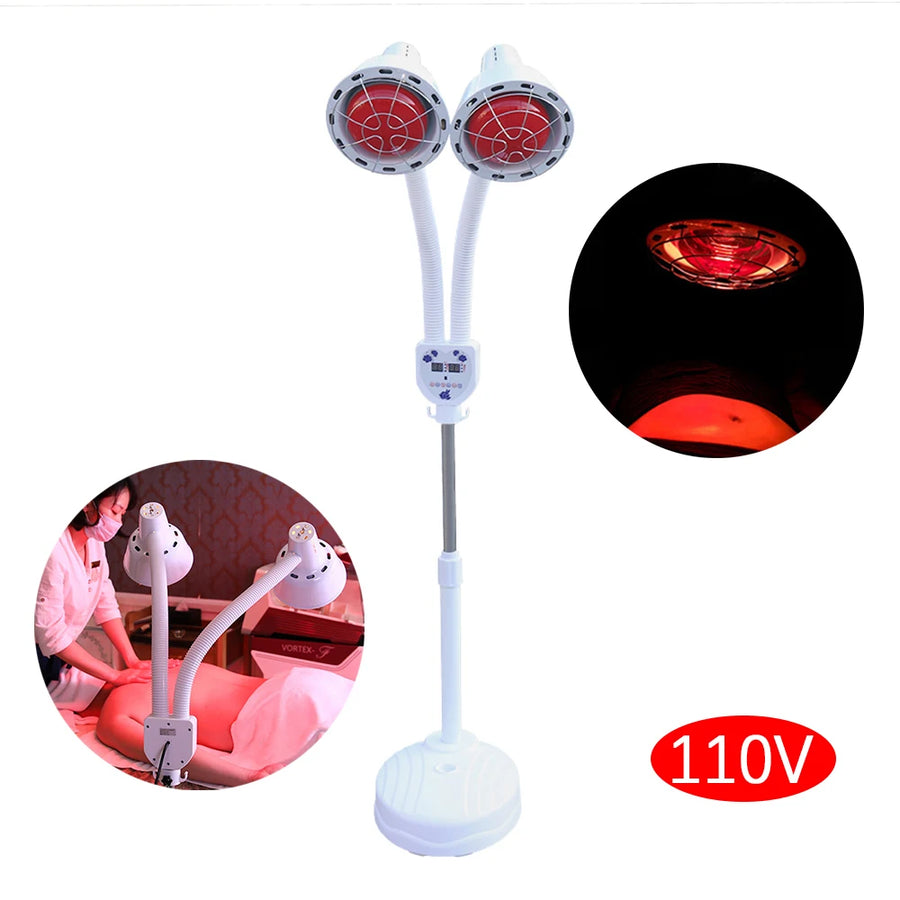 Dual-Head Infrared Heat Therapy Lamp with Adjustable Floor Stand