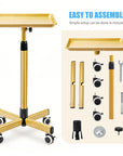 Professional Adjustable Beauty Salon Trolley with Aluminum Tray & Wheels – Gold