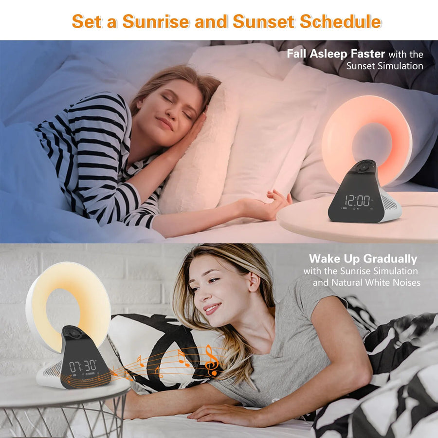 Theia 10,000 Lux Daylight Therapy Lamp - SAD Relief, Sunrise Alarm, Sunset Fading, and Sleep Aid with Bluetooth Speaker White