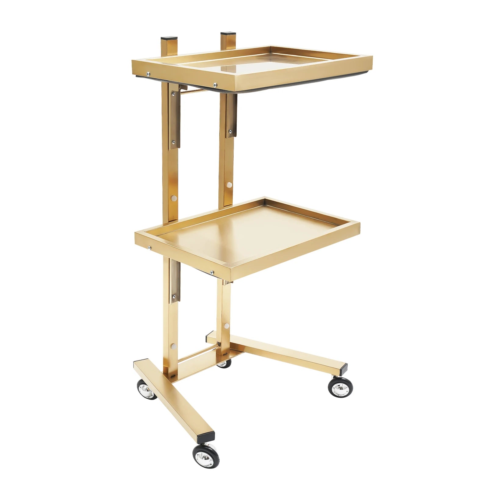 2-Tier Rolling Salon Trolley – Stainless Steel Beauty Cart with Wheels