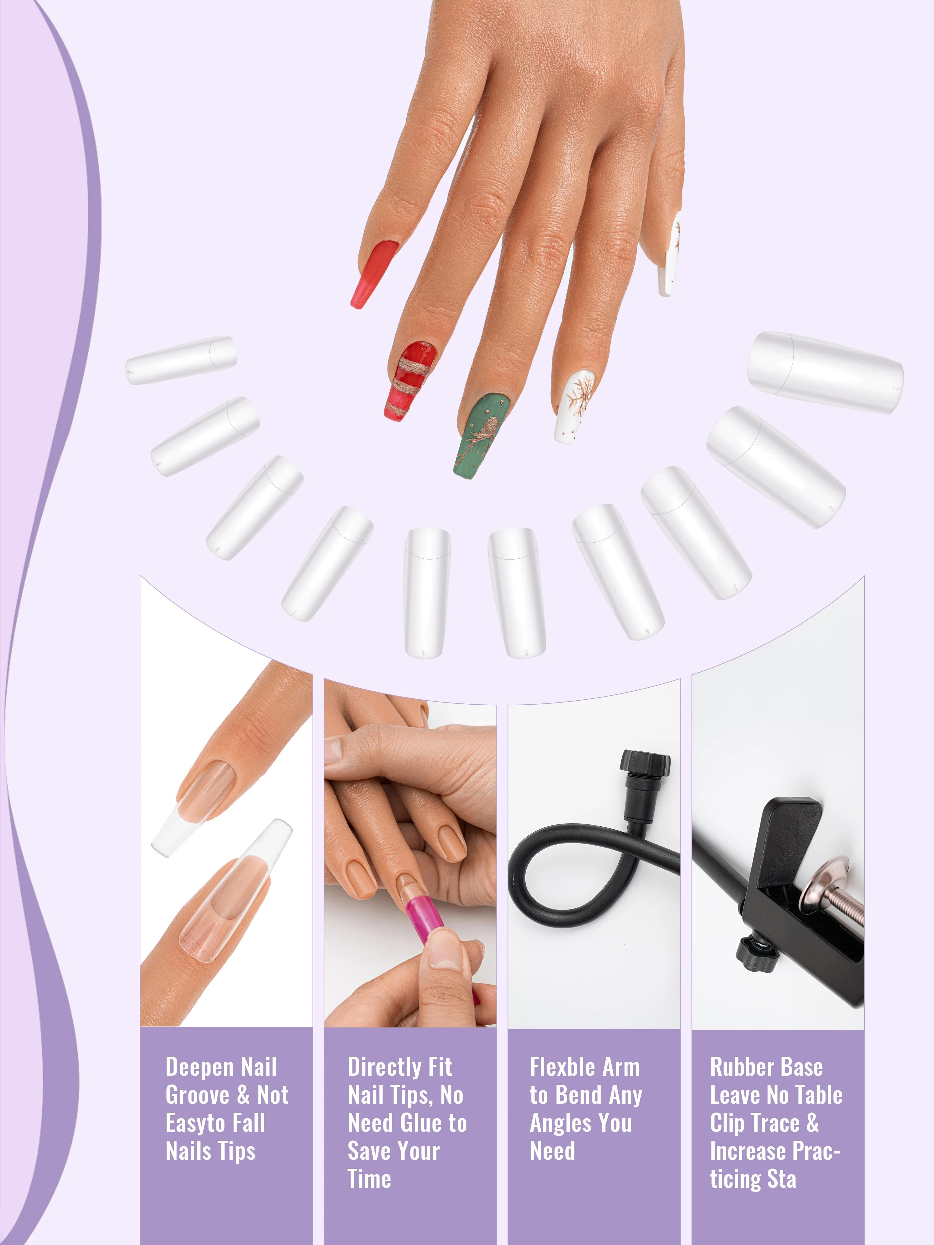 Professional Silicone Practice Hand for Acrylic Nails – Flexible Nail Training Hand