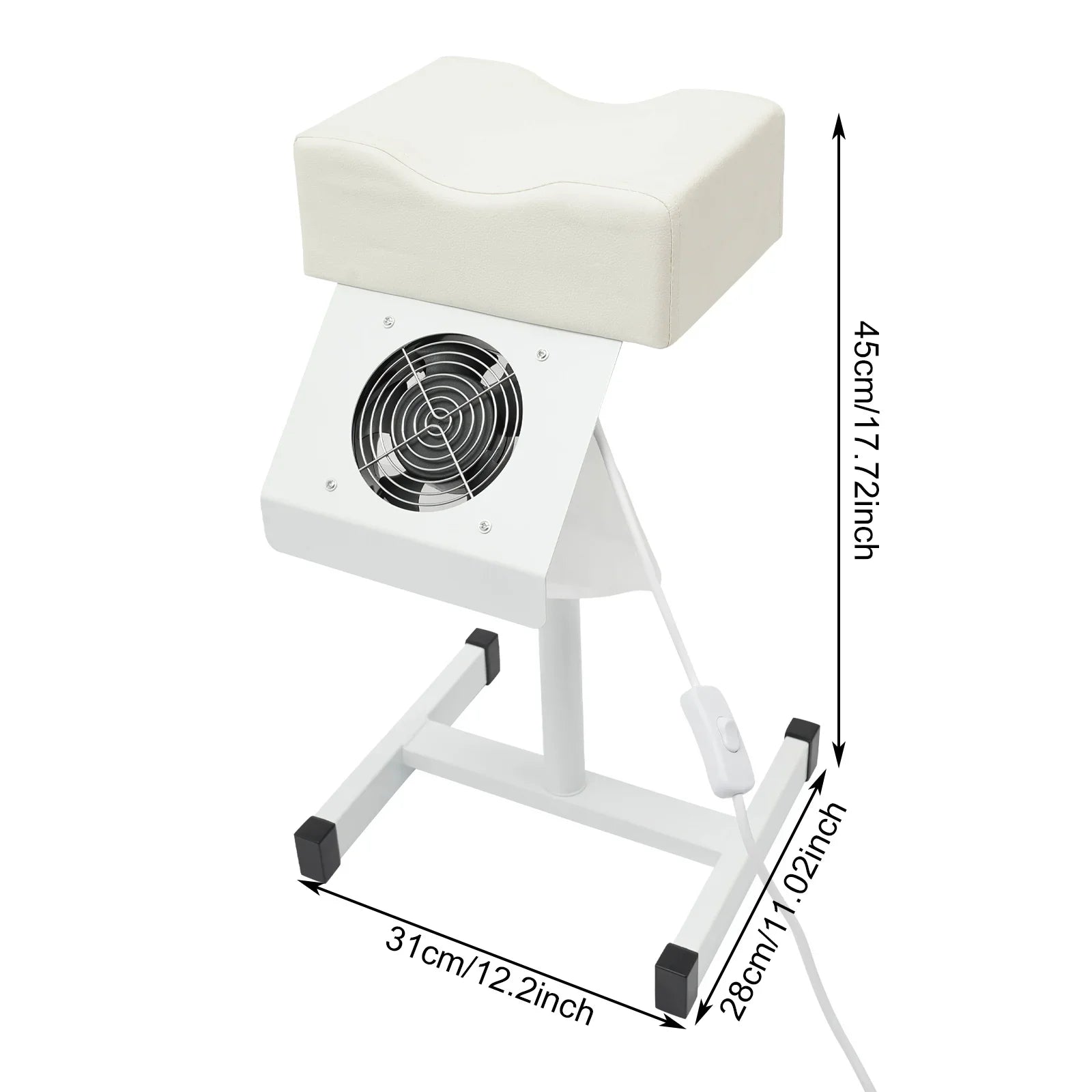 Pedicure Footrest with Dust Collector Fan – Adjustable Professional Nail Salon Leg Rest