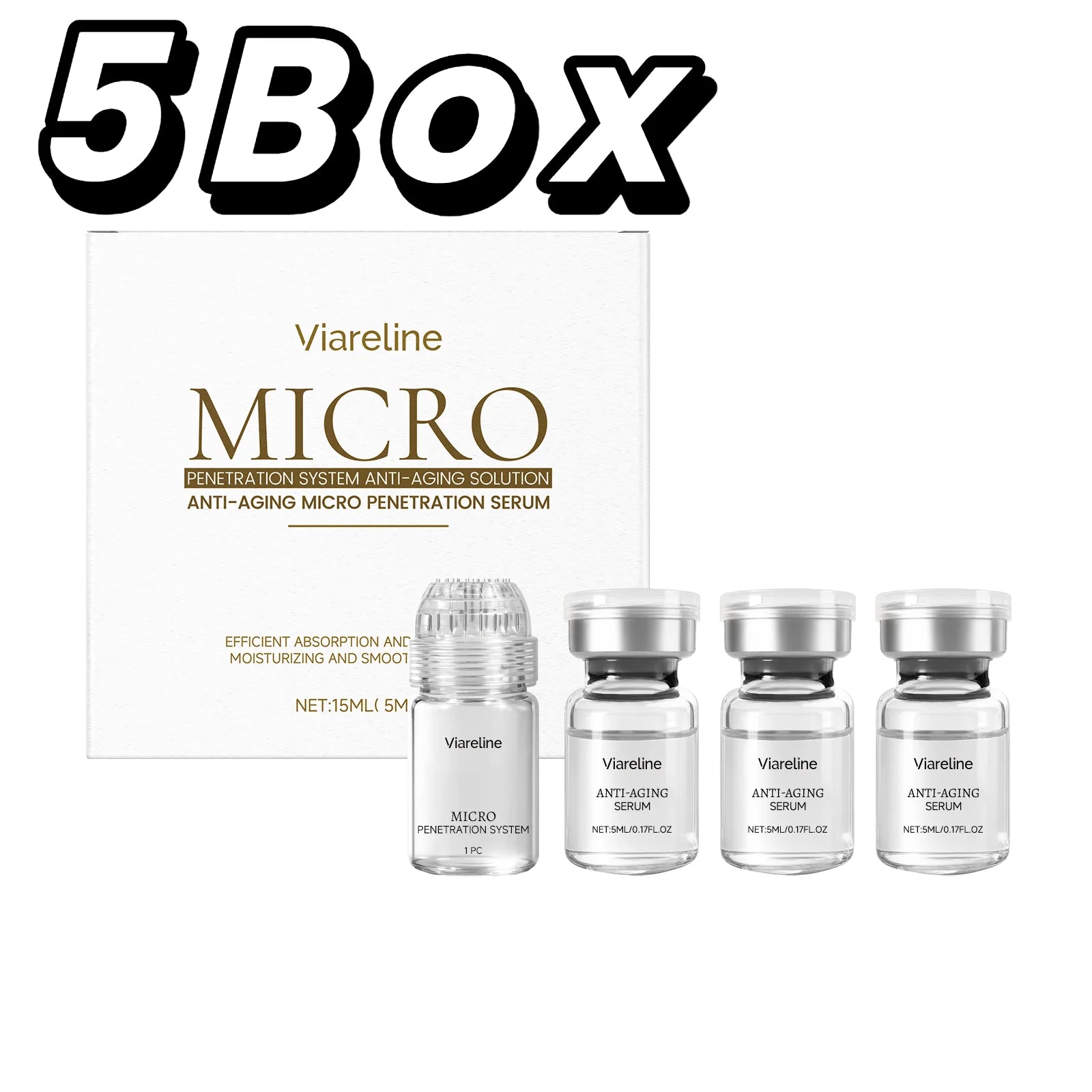 CollagenPeptide Micro-Roller Skin Renewal System – 0.25mm Acetyl Hexapeptide, Collagen & Hyaluronic Acid Facial Kit