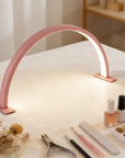 Pink Half-Moon LED Nail Desk Lamp – Professional Manicure & Beauty Salon Light