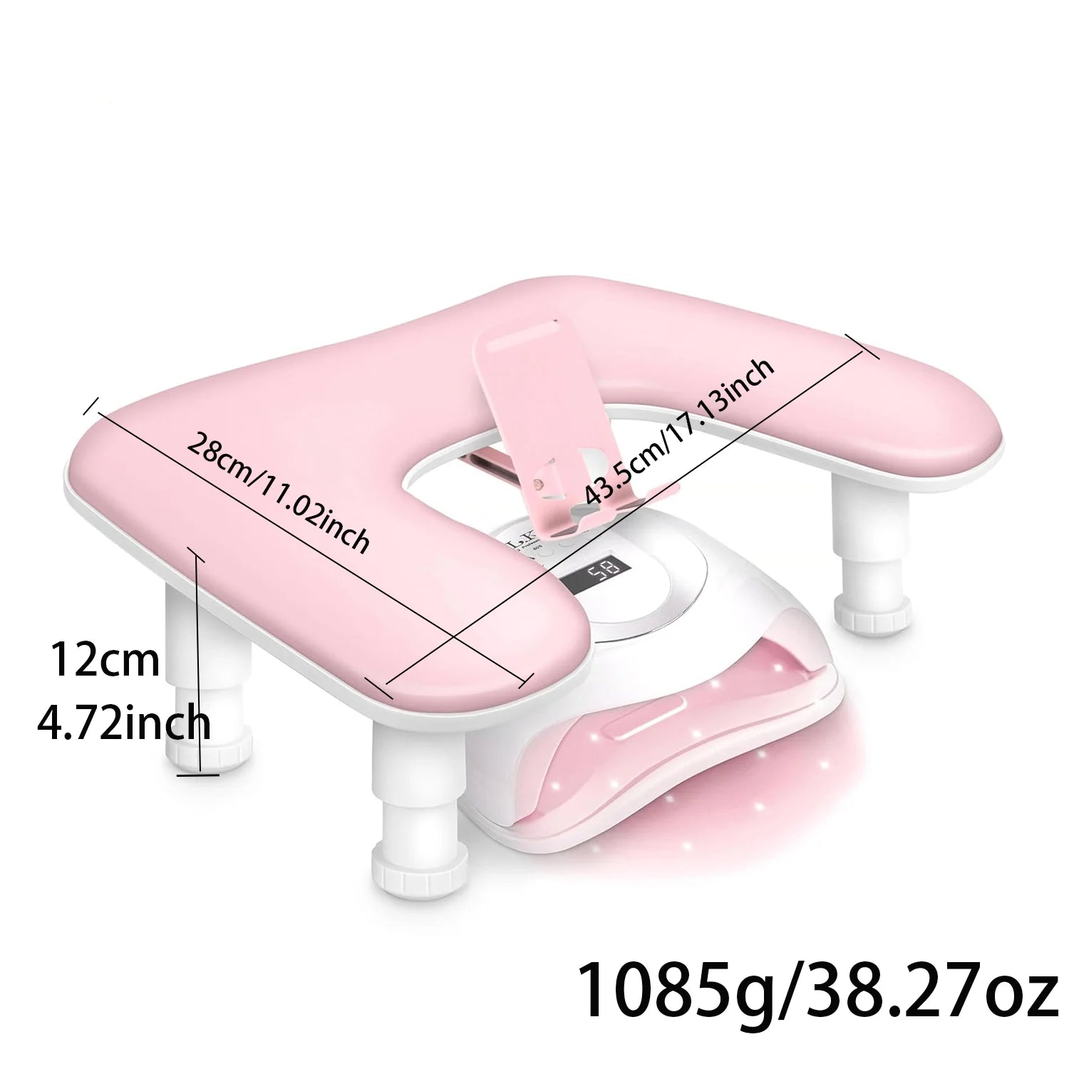 Adjustable U-Shaped Nail Arm Rest – Professional Manicure Hand Rest with Phone Holder