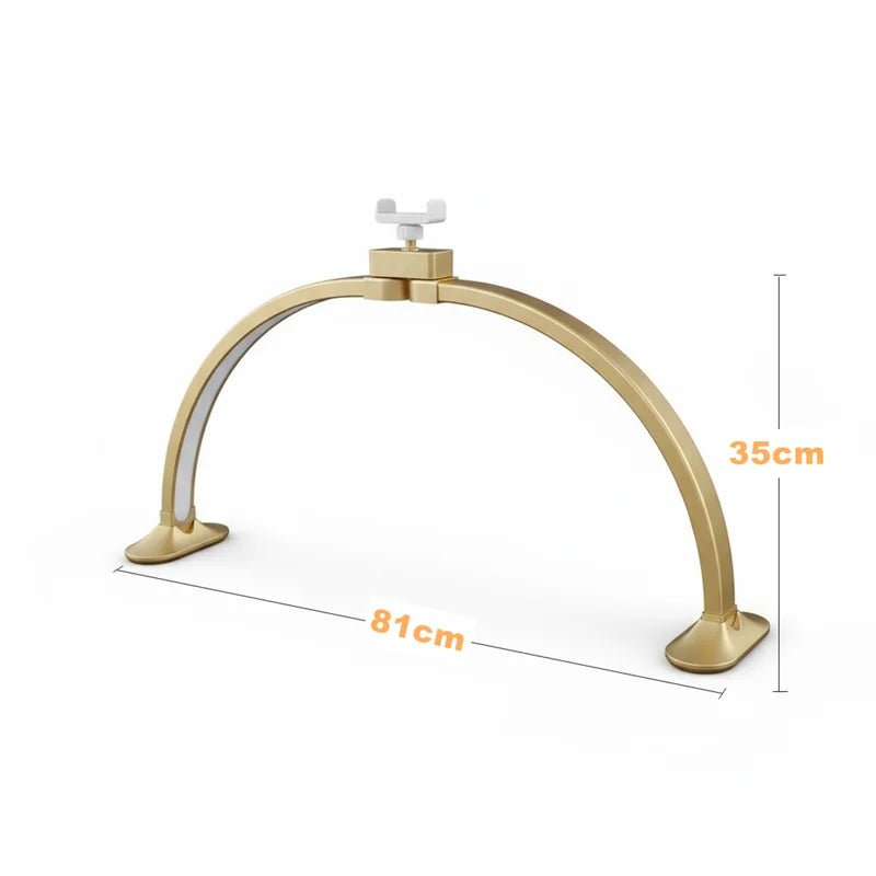 32" Professional Half Moon LED Nail Desk Lamp with Phone Holder – 48W Salon Light