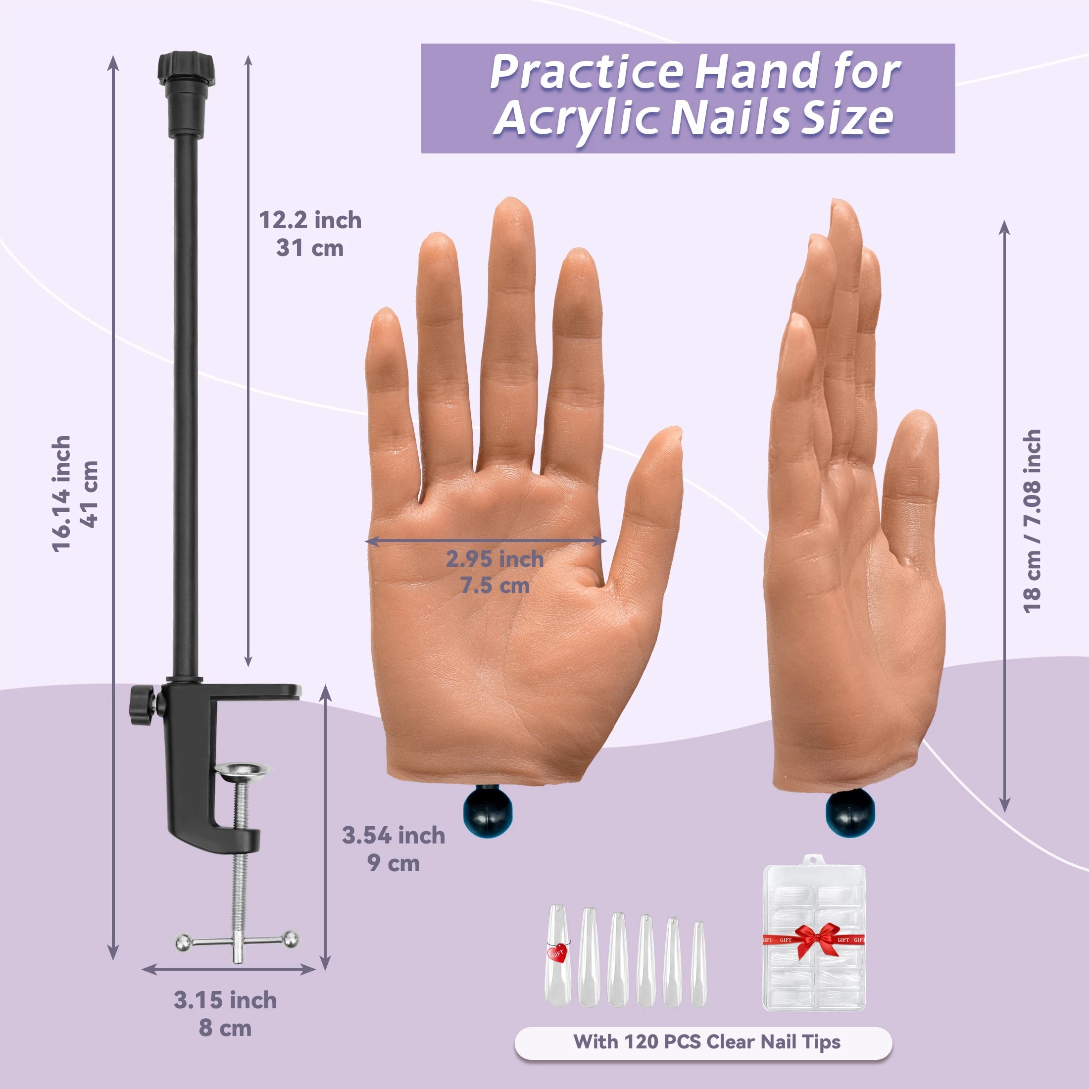 Professional Silicone Practice Hand for Acrylic Nails – Flexible Nail Training Hand