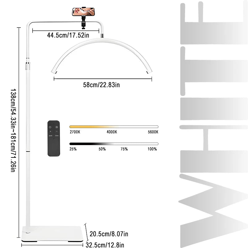 24-Inch Half-Moon LED Beauty Floor Lamp