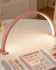 Pink Half-Moon LED Nail Desk Lamp – Professional Manicure & Beauty Salon Light