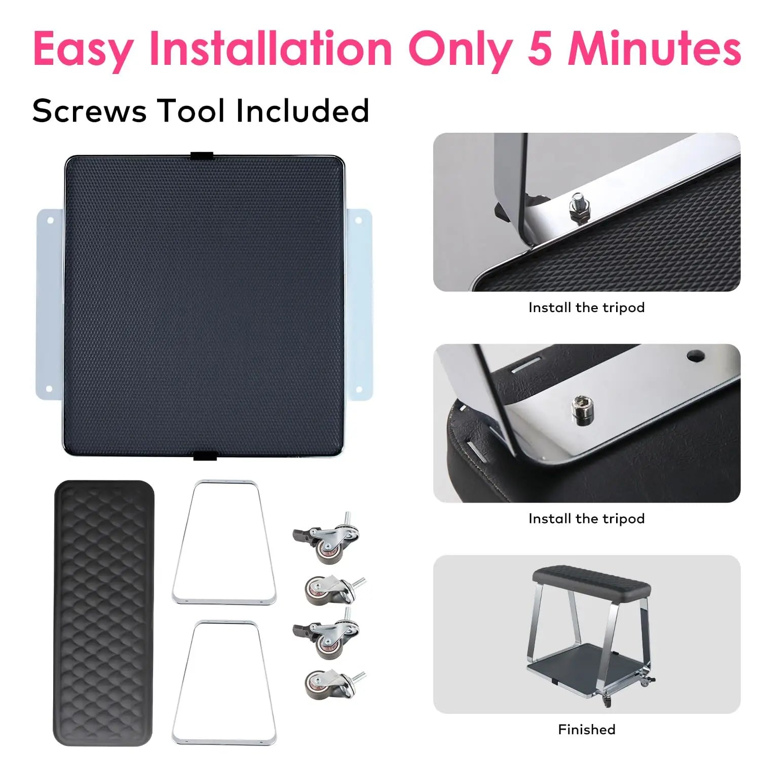 Professional Rolling Pedicure Footrest – Padded Salon Foot Rest with Storage Platform