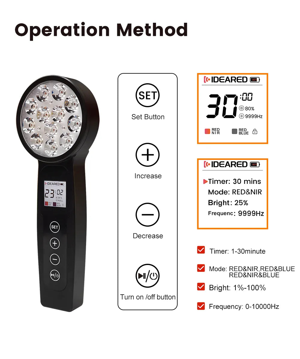 Theia Glow Pro LED Beauty Wand – Red & Infrared Light Therapy for Anti-Aging Skin Care