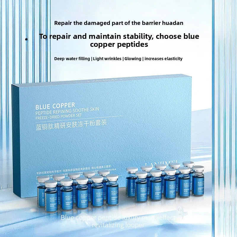Blue Copper Peptide Freeze-Dried Facial Serum Set – Oligopeptide Hydrating & Skin Conditioning Skincare Kit (20pcs)