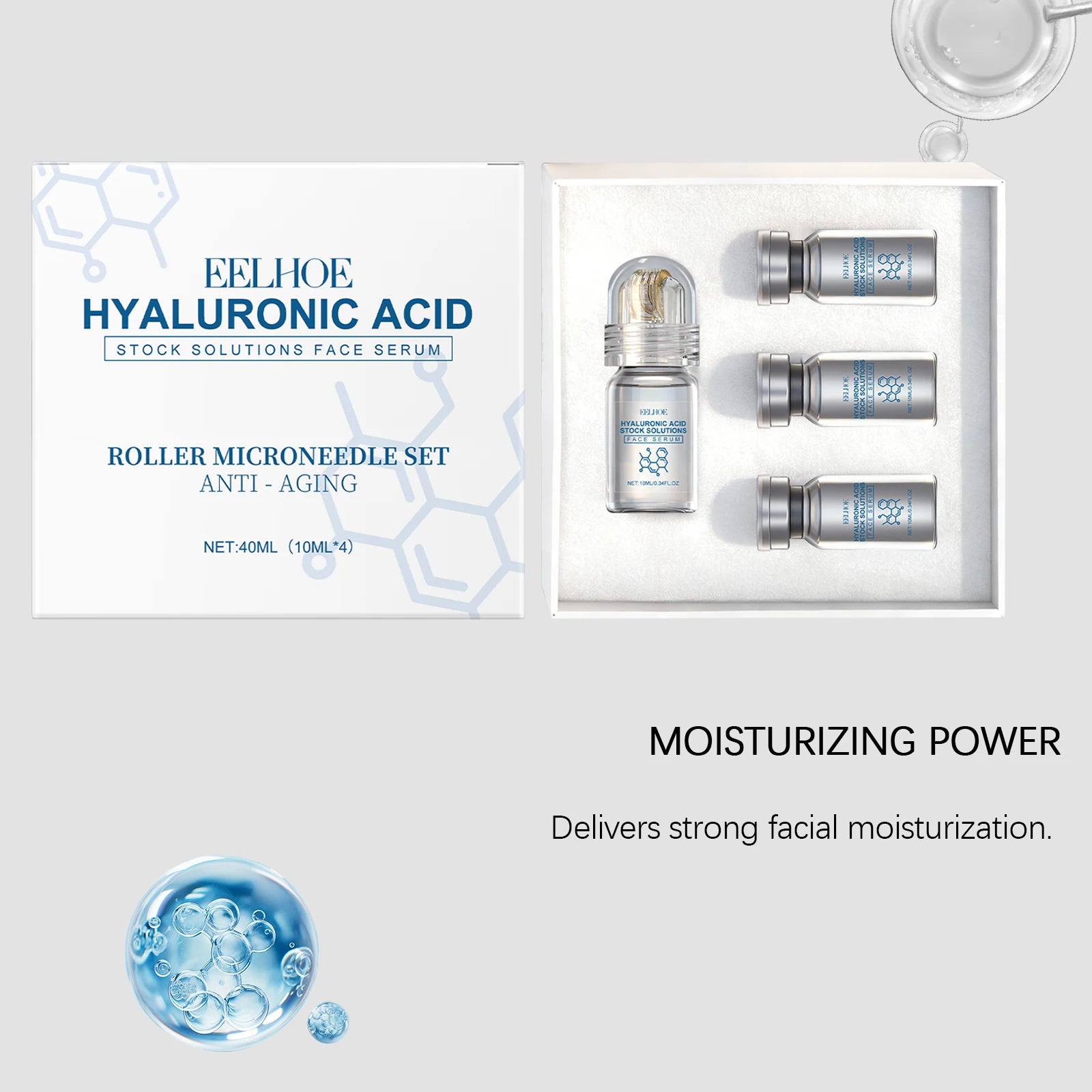 Niacinamide MicroNeedle Skin Renewal Roller Kit – 0.25mm Facial Microneedle System with Niacinamide Moisturizing Serum 30ml