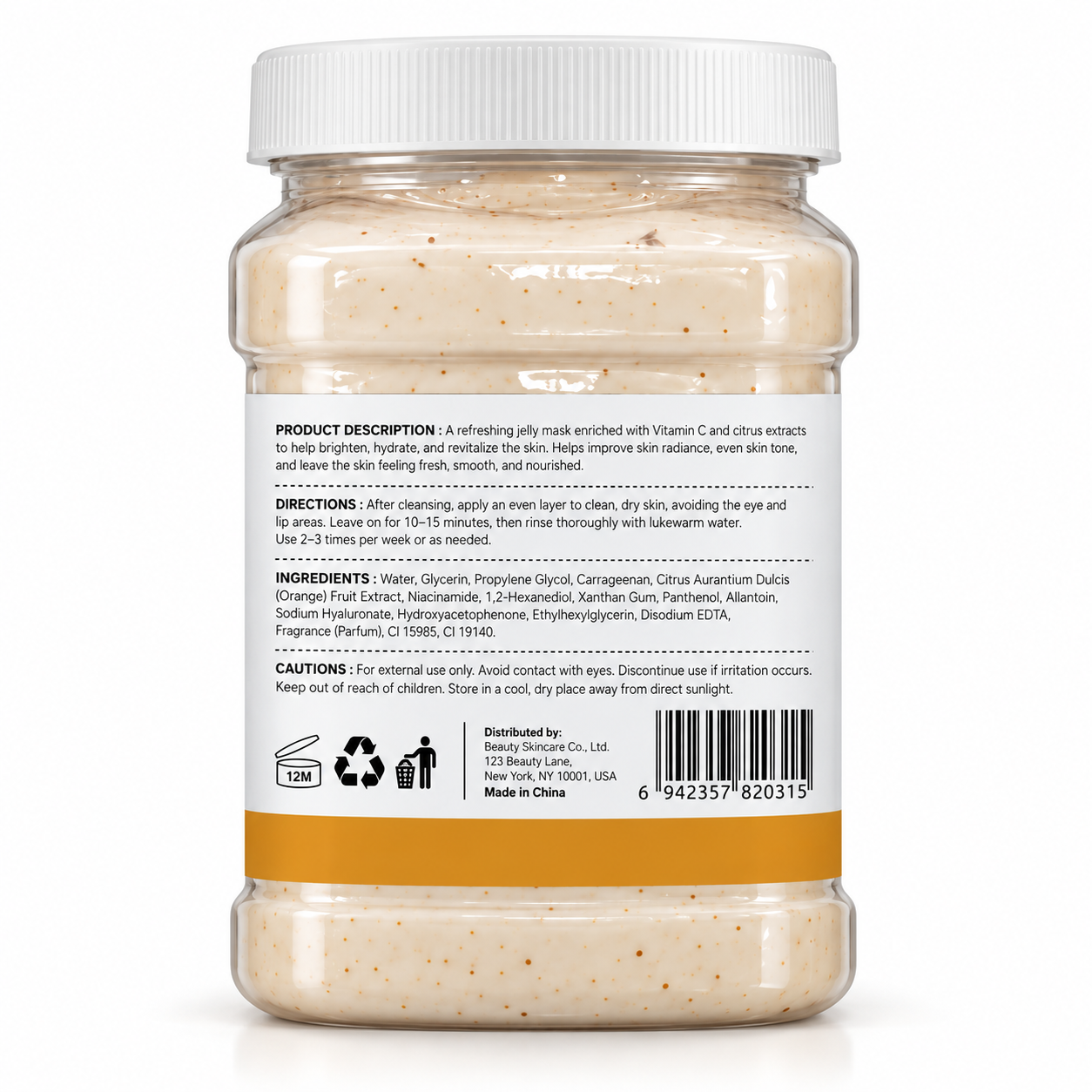 Professional Vitamin C Jelly Mask 650 g – Brightening & Hydrating Peel-Off Facial Mask for Spa & Salon