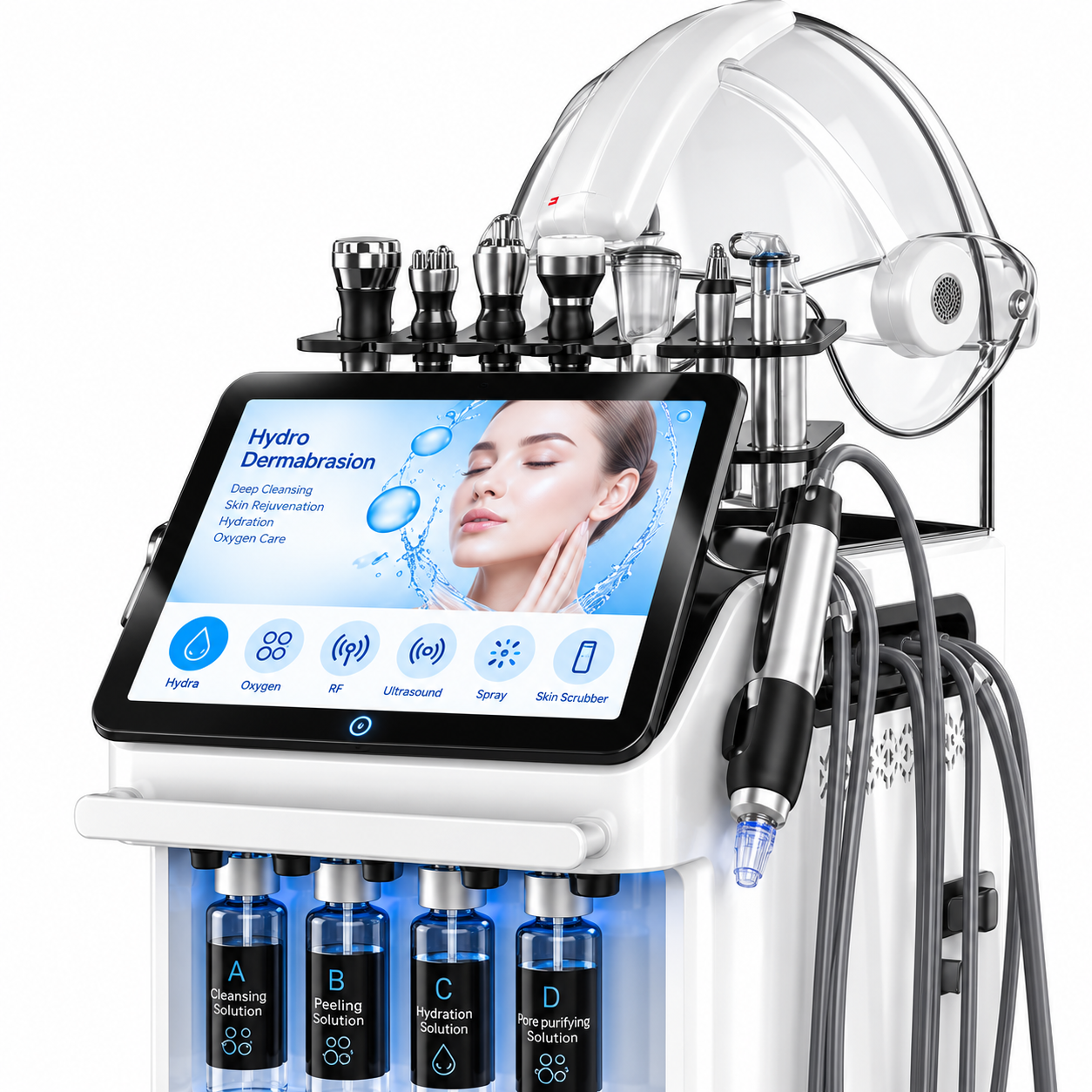 10-in-1 Hydro Dermabrasion & Oxygen Facial Machine with LED Therapy Dome – 2026 Advanced